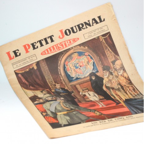 " Rege la 5 ani " 1927. Regele Mihai. gravura de presa Le Petit Journal 